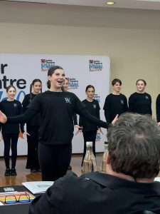 Students rehearsing in theatre blacks